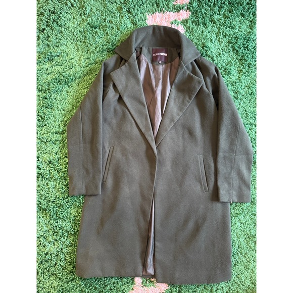 Fashion Nova Jackets & Blazers - Fashion Nova SOA0001 Olive Green Longline Open Front‎ Overcoat Jacket Small